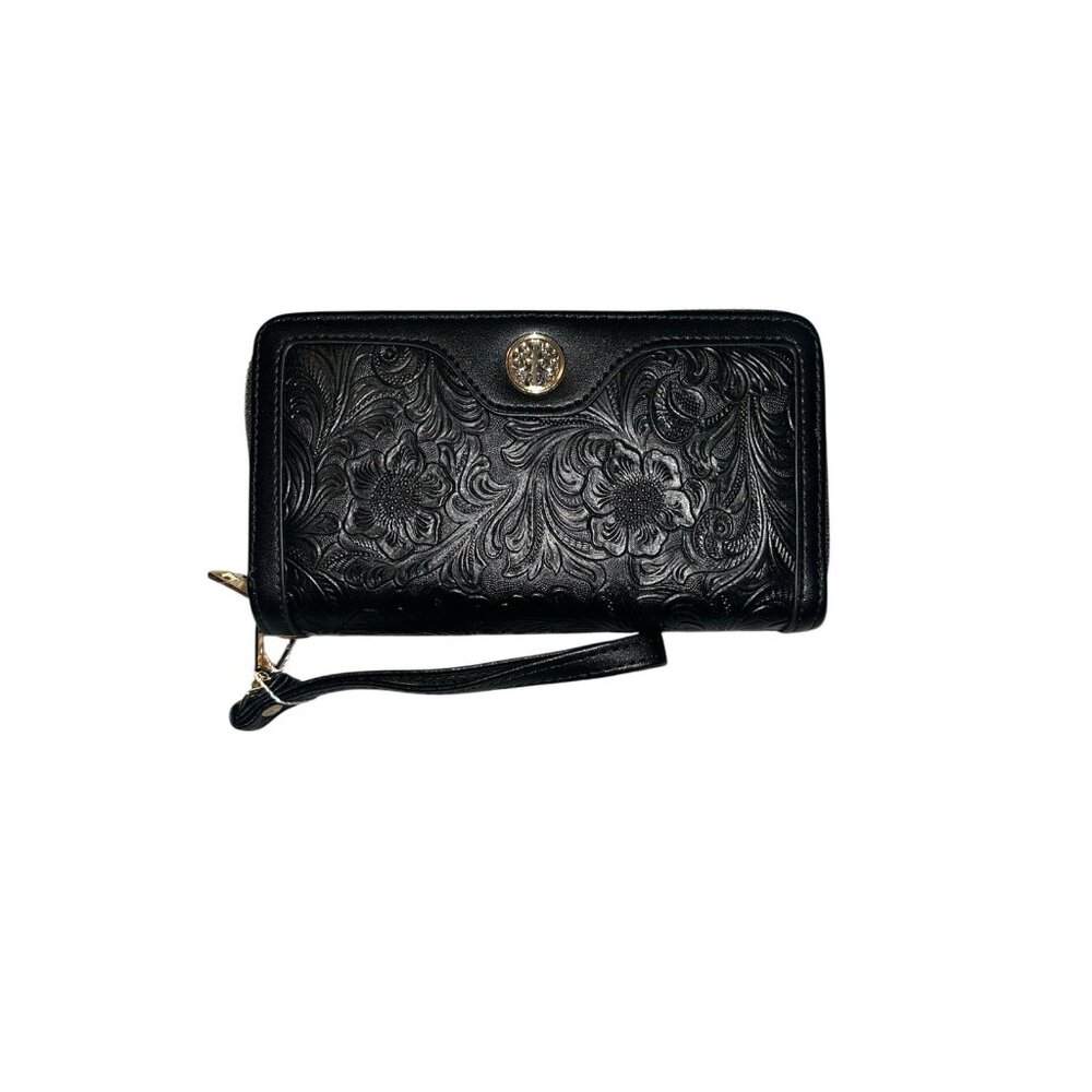 Chic Unlimited Black Full Zip Around Inner Pocketed Casual Wristlet Handbag
